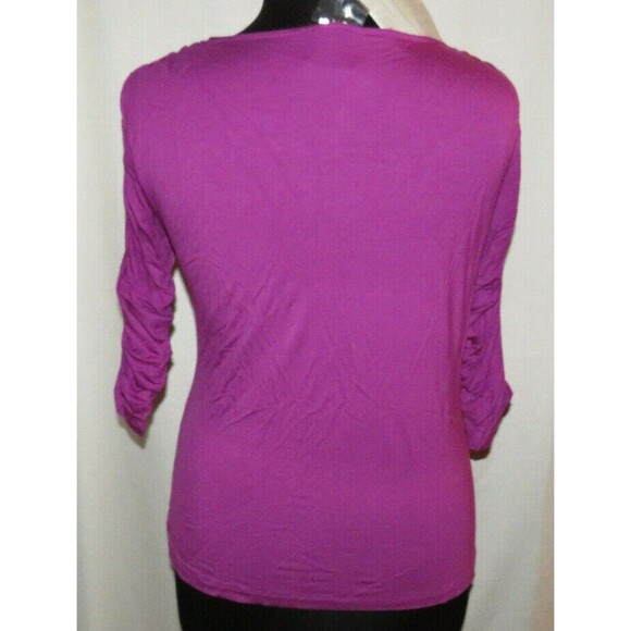 Marc Bouwer Women's Magenta Sequined Heart Ruched Fitted Top Size XL - Picture 8 of 8